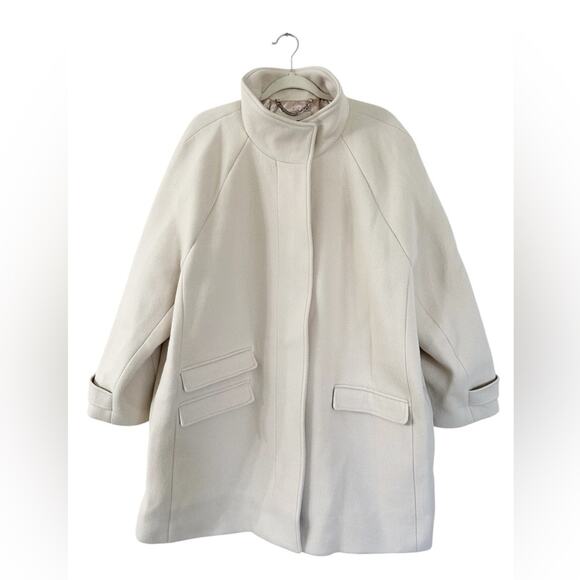 J. Crew Toscana Coat in Italian Stadium-Cloth Wool Blend Natural Plus Sz 22 NWT - Picture 3 of 16